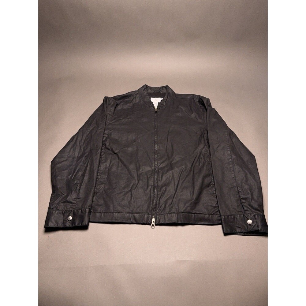 Calvin Klein Men's Full Zip Up Jacket Long Sleeves Shawl Collar XL Black Casual